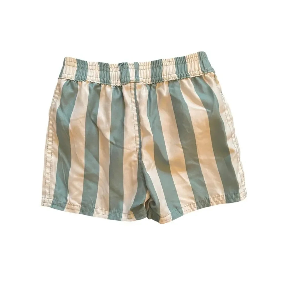 DILLARDS Baby Boy Swim Shorts Green White Striped 6-9 Months